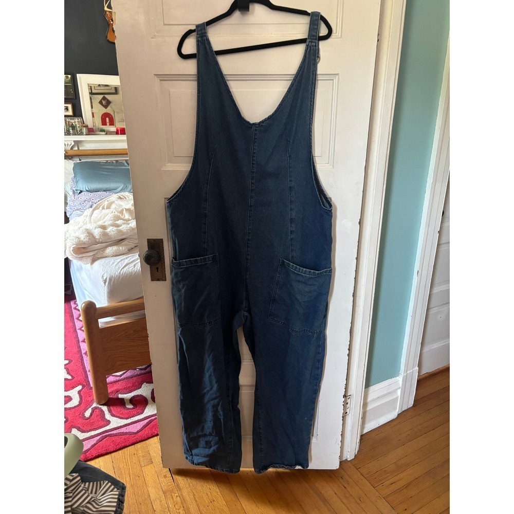 Amazon FP DUpe Denim Overalls Womens XXL Blue Cody Blue Relaxed Bib Dungarees